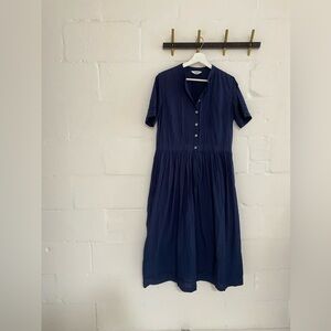 TOAST UK 10 (US 6) navy pintuck cotton dress